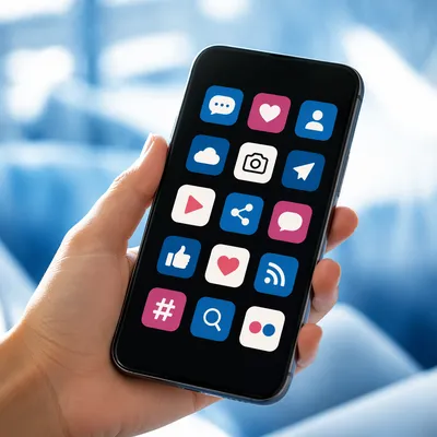 Social Media Icons on Smartphone Screen