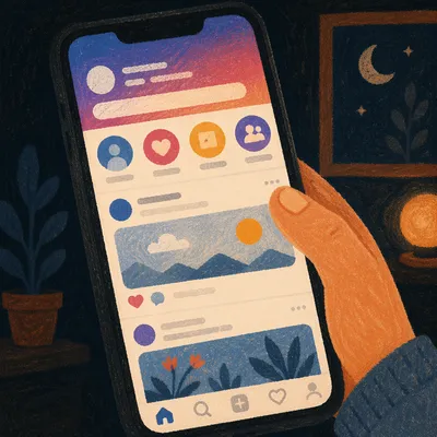 Glowing Smartphone Social Media App Screen