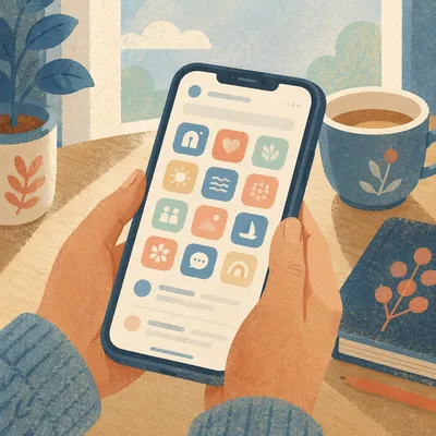 Modern Smartphone with Colorful Social App Icons