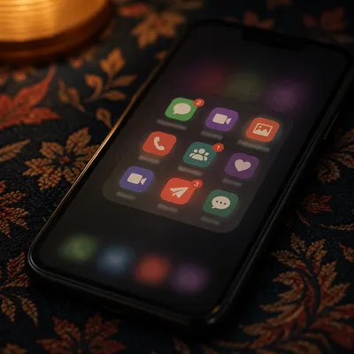 Moody Smartphone Screen with Social App Icons