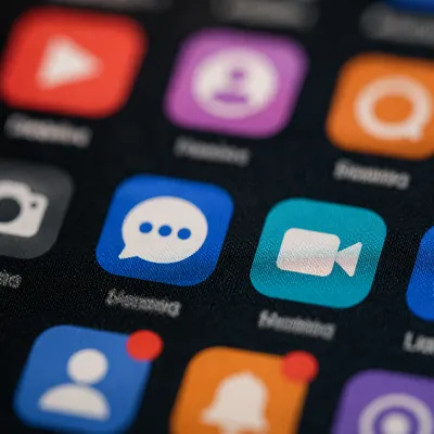 Colorful Social Media Icons on Phone