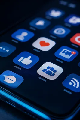 Macro Smartphone Screen With Social Icons