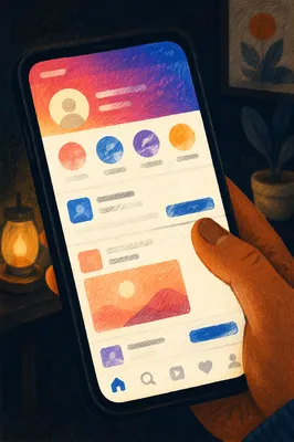 Glowing Smartphone Social Media App Screen