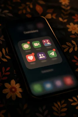 Moody Smartphone Screen with Social App Icons