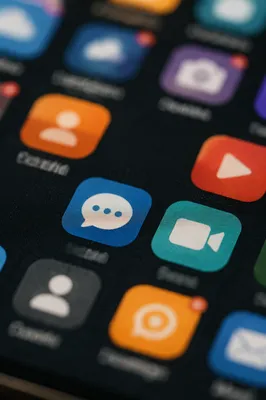 Colorful Social Media Icons on Phone Screen