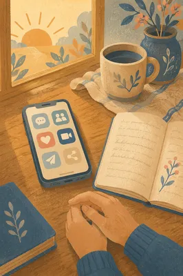 Mindful Digital Outreach on Smartphone Desk