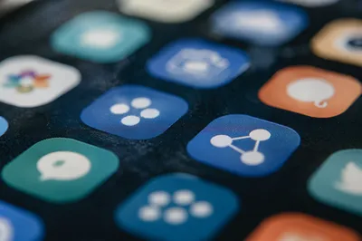 Macro Smartphone Screen With Social App Icons