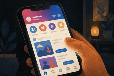 Smartphone Social Media Apps in Evening Light