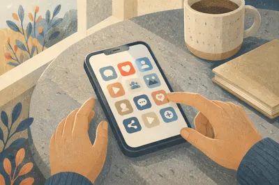 Smartphone with Generic Social Media App Icons