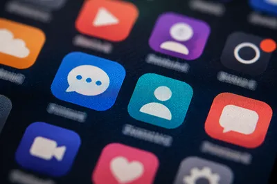 Colorful Social Media Icons on Phone Screen