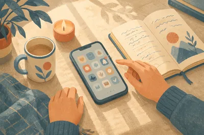 Mindful Smartphone Apps on Morning Desk