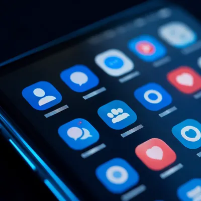 Macro Smartphone Screen With Social Icons