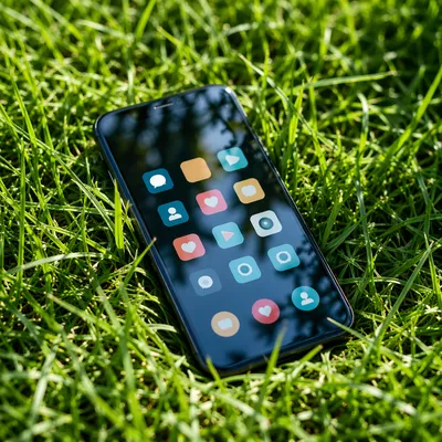 Smartphone With Social App Icons in Grass