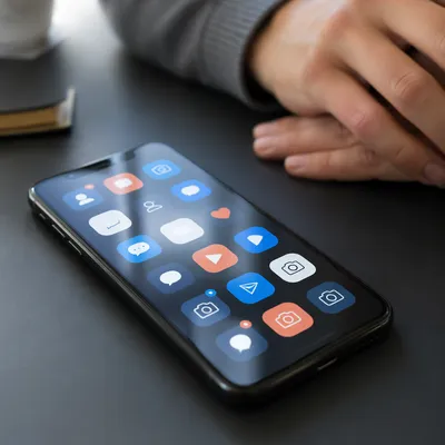 Glowing Social App Icons on Smartphone