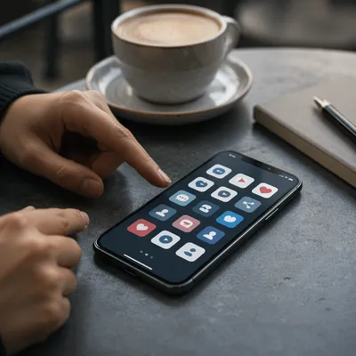 Smartphone Social Media App Icons Closeup
