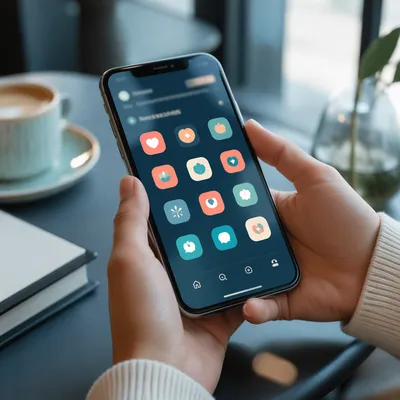 Modern Smartphone with Colorful Social App Icons