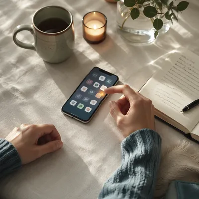 Mindful Smartphone Apps on Morning Desk
