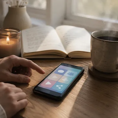 Mindful Smartphone Apps on Morning Desk