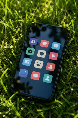 Smartphone Social Icons in Fresh Grass