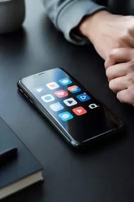 Smartphone Screen with Abstract Social Icons
