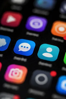 Macro Smartphone Screen with Social App Icons