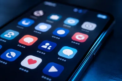 Macro Smartphone Screen With Social Icons