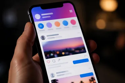 Smartphone Social Media Apps in Evening Light