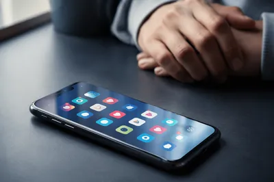 Smartphone Screen with Abstract Social Icons