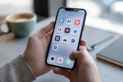 Smartphone with Colorful Social App Icons