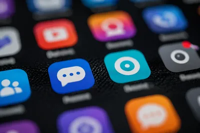 Macro Smartphone Screen with Social App Icons