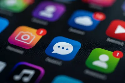 Macro Smartphone Social App Icons Display