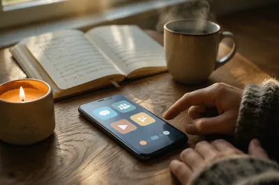 Mindful Smartphone Connection on Morning Desk