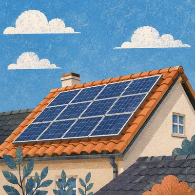 Rooftop Solar Panels Under Clear Sky