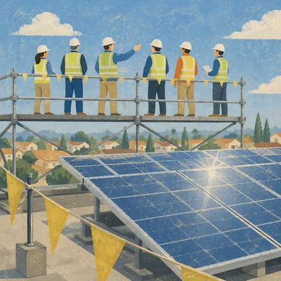 Rooftop Solar Installation with Safety Crew