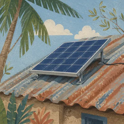 Rooftop Solar Panel in Tropical Sunlight