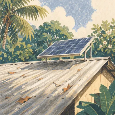 Rooftop Solar Panel in Tropical Sunlight