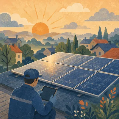 Solar Rooftop at Hopeful Sunrise