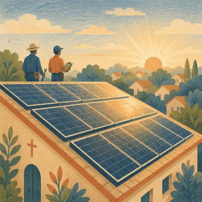 Sunrise Solar Panels on Community Rooftop