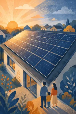 Dawn Solar Panels on Modern Rooftop
