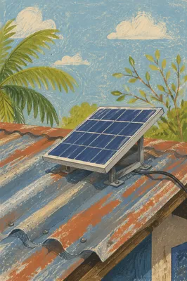 Rooftop Solar Panel in Tropical Sunlight