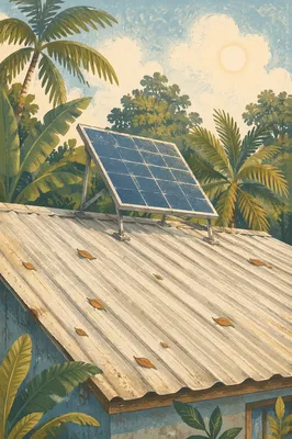 Rooftop Solar Panel in Tropical Sunlight