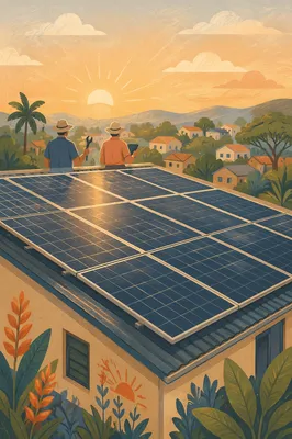 Rooftop Solar Panels at Hopeful Sunrise