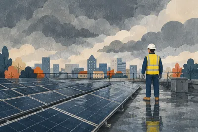 Rooftop Solar Technician After Rain