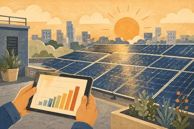 Rooftop Solar Panels in Morning Light