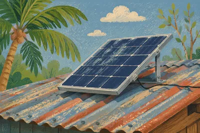 Rooftop Solar Panel in Tropical Sunlight