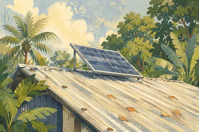 Rooftop Solar Panel in Tropical Sunlight