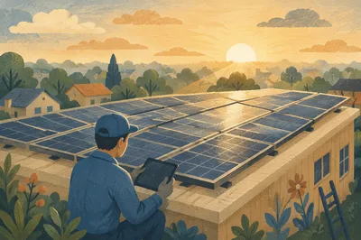 Solar Rooftop at Hopeful Sunrise