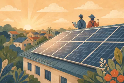 Sunrise Solar Panels on Community Rooftop