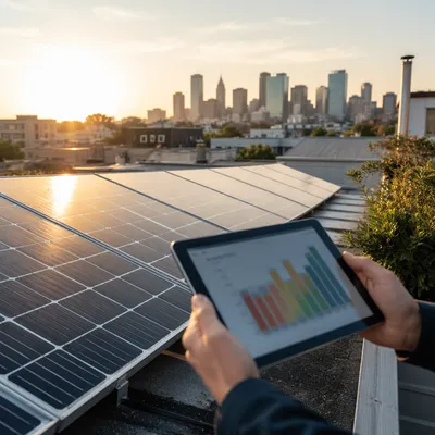 Rooftop Solar Panels in Morning Sun