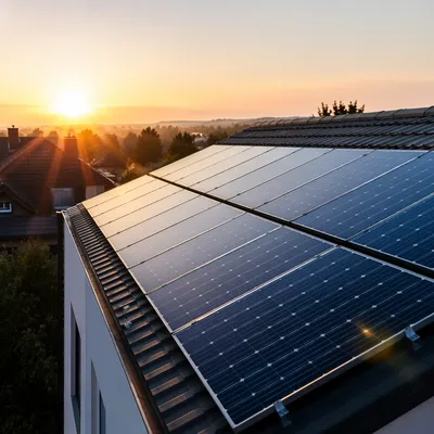 Dawn Solar Panels on Modern Rooftop